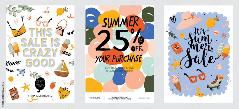 Fototapeta premium Sale print with beautiful Summer background and trendy lettering