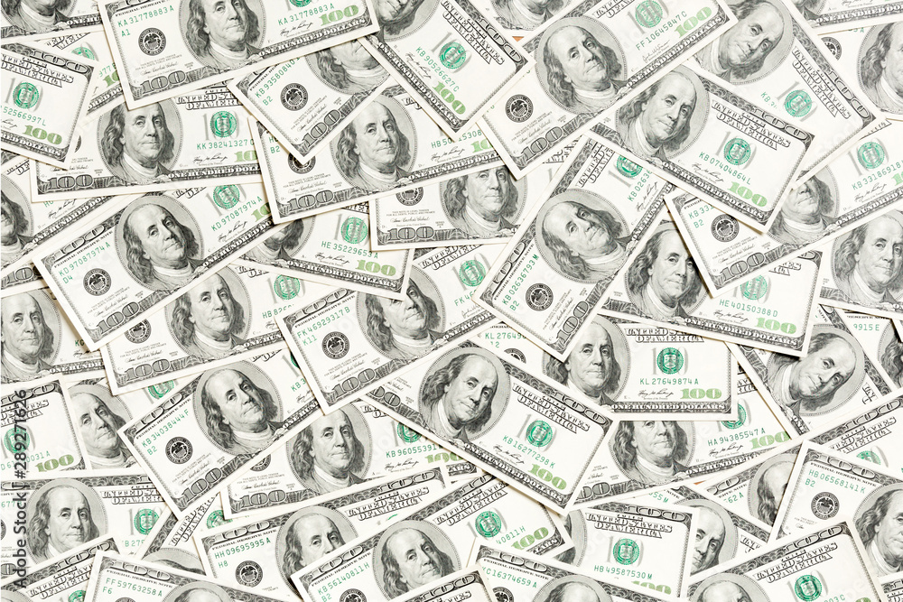 Top view of American money background. Pile of dollar cash. Paper banknotes concept Top view of American money background. Pile of dollar cash. Paper banknotes concept