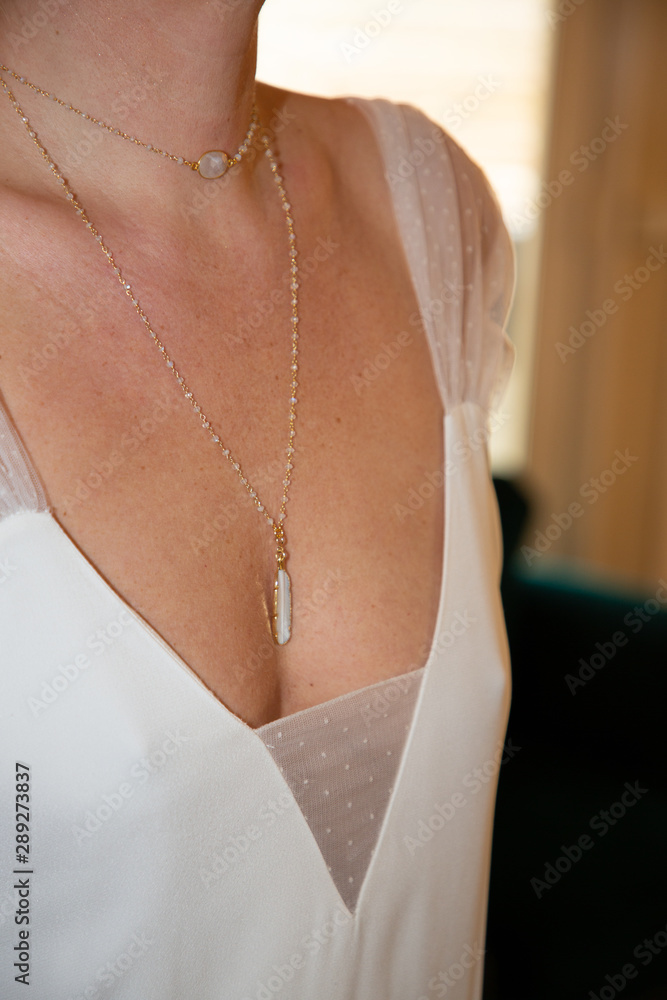 girl necklace girl on the neck in wedding morning bride woman
