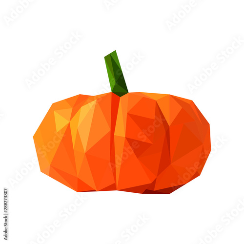 pumpkin in lowpoly design. pumpkin vector for halloween or vegetarian graphic