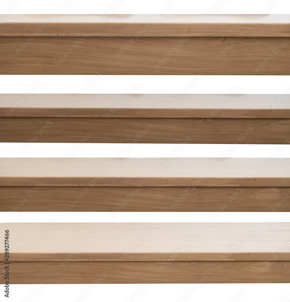 Wooden table backgrounds from diffrent angles isolated over white