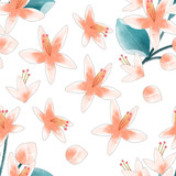 Millingtonia flower seamless pattern