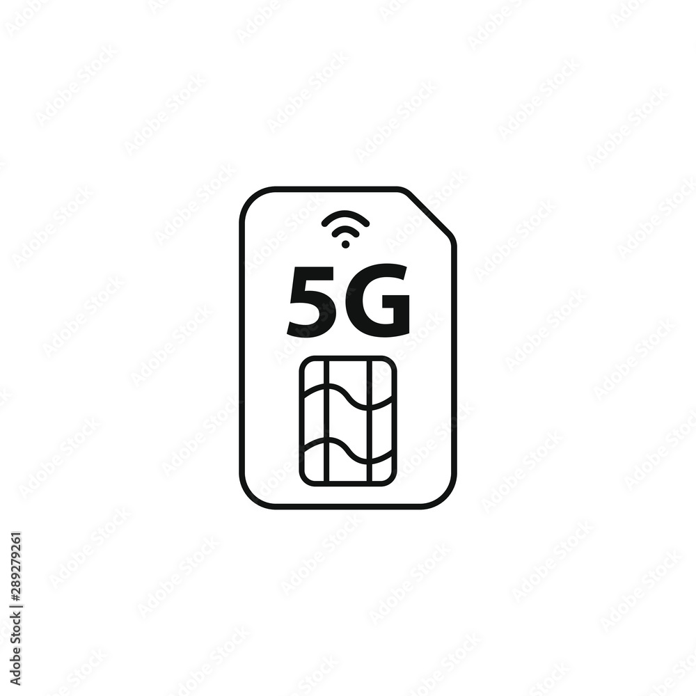 5G phone card icon. vector icon for web design isolated on white background. 5G phone card icon. vector icon for web design isolated on white background.
