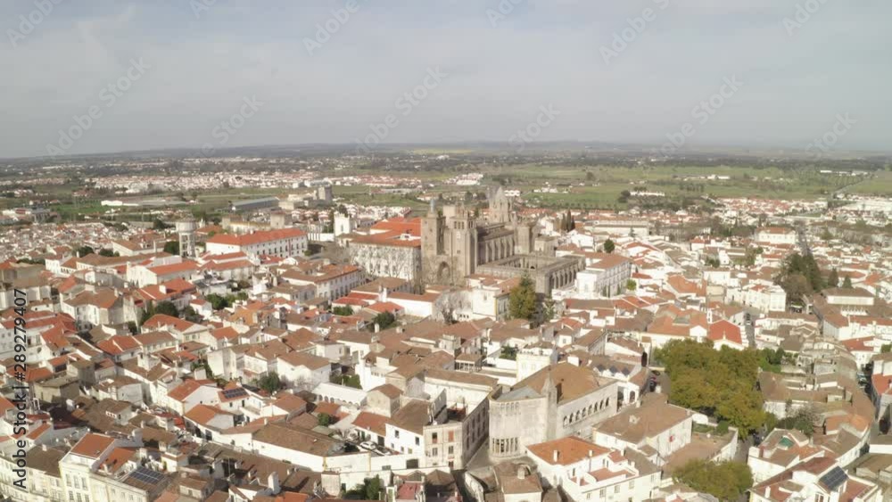Aerial drone view of Evora city in Alentejo, Portugal Aerial drone view of Evora city in Alentejo, Portugal