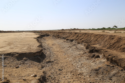 Thatta, Pakistan - April, 2018 : Sea Erosion in Keti Bandar Area of Thatta Sindh, Boats Fisher Man in Sea, Poor Huts Condition of People 