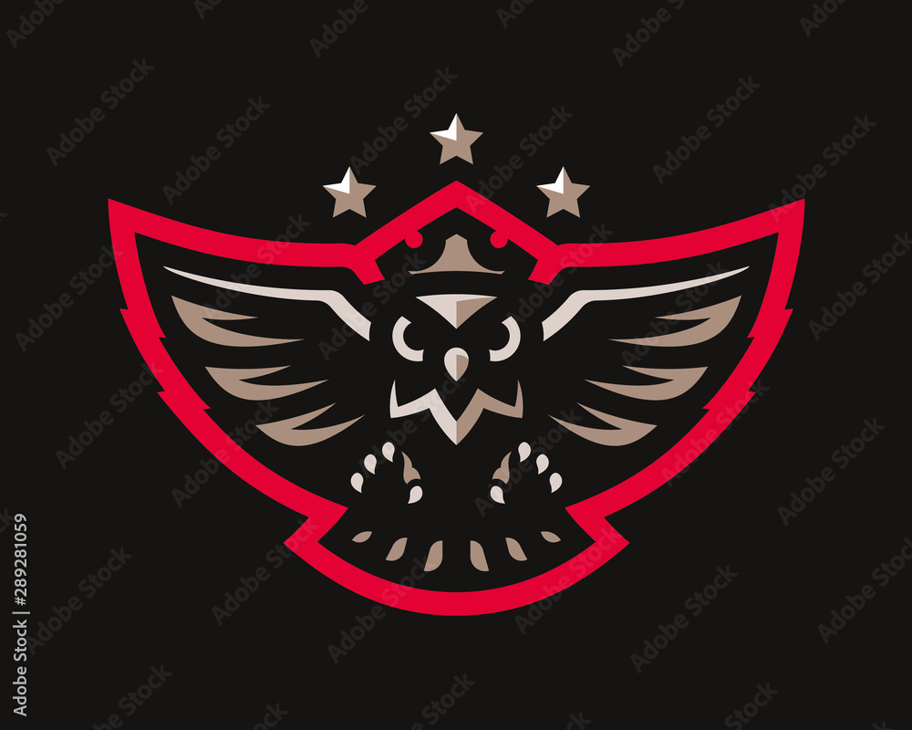 Obraz premium Owl modern logo. Night bird design emblem template for a sport and eSport team.