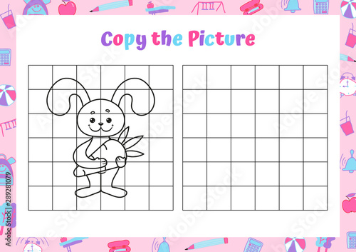 Copy the picture. Drawing activity for kids. Educational game for preschool children. Vector Illustration. 