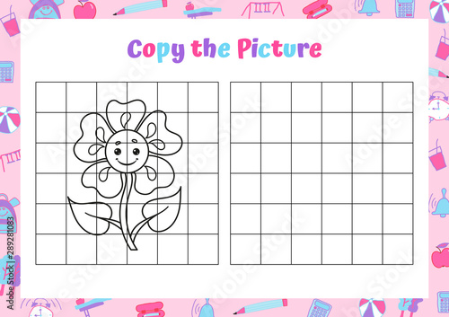Copy the picture. Drawing activity for kids. Educational game for preschool children. Vector Illustration. 