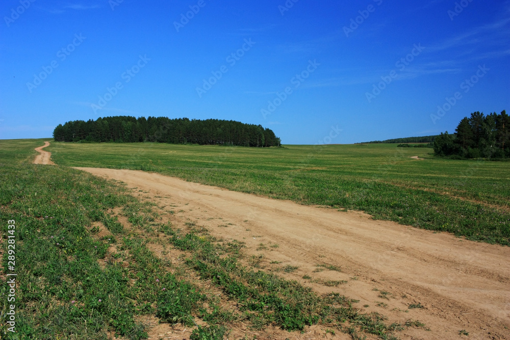 Country dirt road in the field