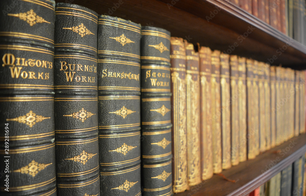 Antique books, selective focus Antique books, selective focus