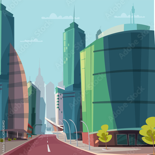 City street flat vector illustration