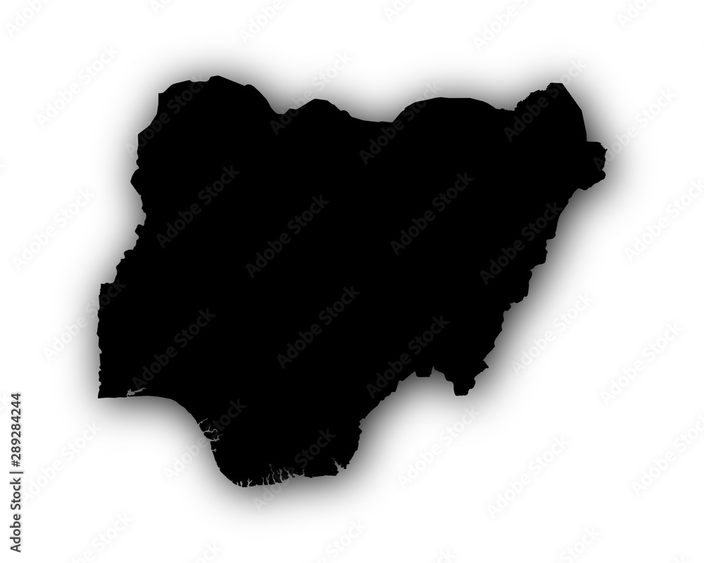 Karte von Nigeria mit Schatten