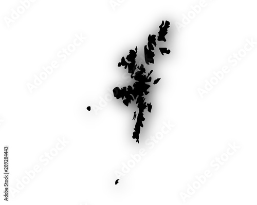 Karte der Shetlands mit Schatten