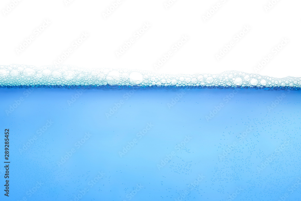 Water,soda,sparkling,aqua with bubbles of air isolated on white background. 
