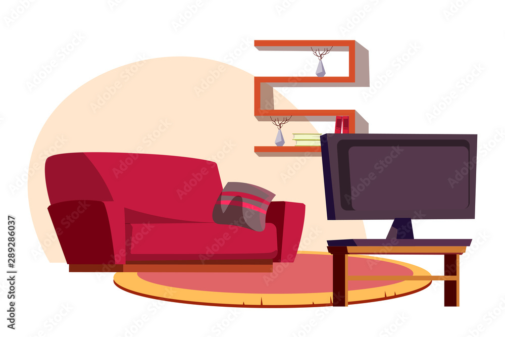 Empty living room flat vector illustration Empty living room flat vector illustration