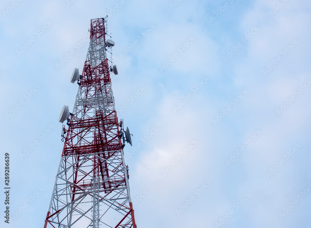 Telephone signal towers located in the city center Telephone signal towers located in the city center