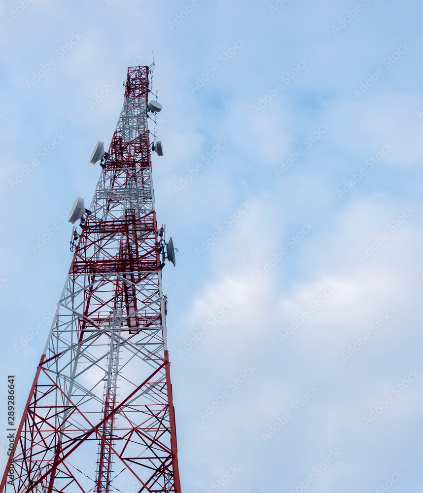 Telephone signal towers located in the city center Telephone signal towers located in the city center
