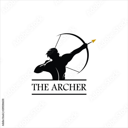 Photo archer logo simple vintage emblem black silhouette illustration design idea