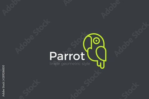 Parrot Home pets Logo abstract design vector template Linear style.