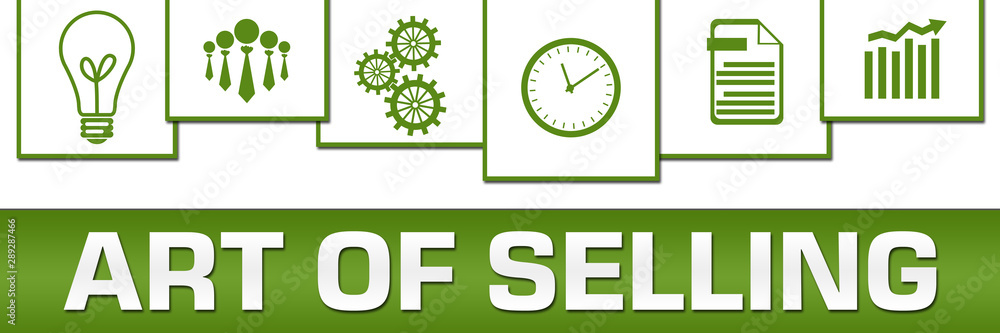 Art Of Selling Business Symbols Green White On Top Horizontal Art Of Selling Business Symbols Green White On Top Horizontal