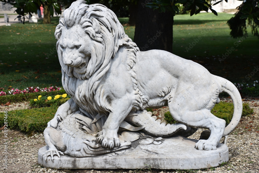 Lion Slaying Crocodile Statue, Dolmabahce Palace Gardens, Istanbul