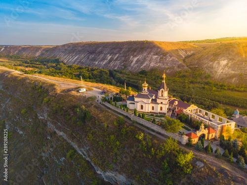 Old Orhei Monastery in Moldova Republic. Aerial view