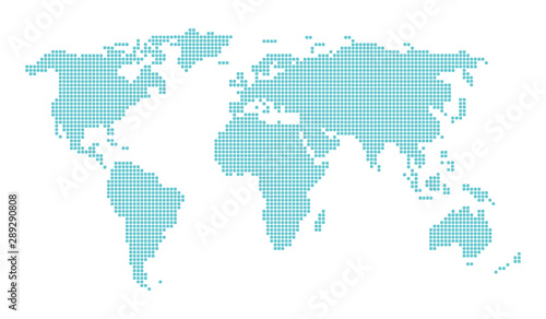 Fototapeta Naklejka Na Ścianę i Meble -  Dotted Pixeled Gray World Map Vector Design