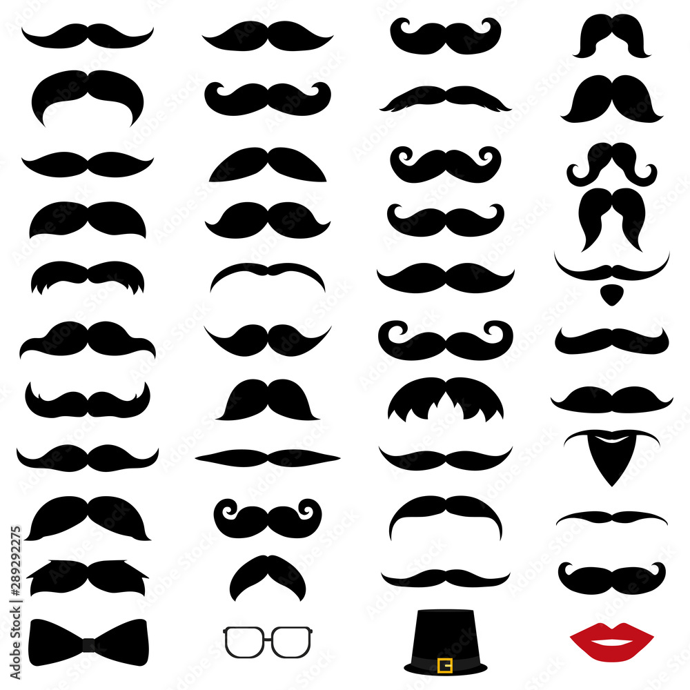 Collection of different mustache and beard of men Collection of different mustache and beard of men