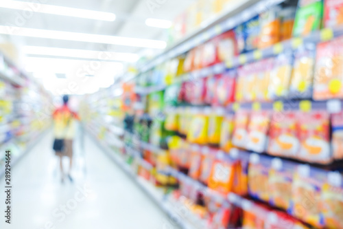 Wallpaper Mural Abstract blurred shelf of modern supermarket store Torontodigital.ca