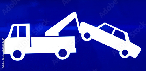 Close-up of a blue traffic sign for a suspended driver's license
