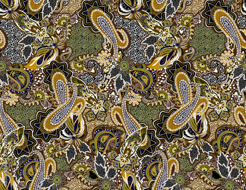Obraz premium Fashion print for clothes. Seamless ethnic paisley pattern.