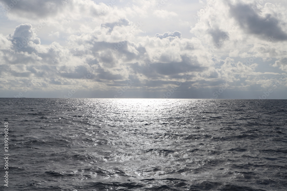 Fototapeta premium sea and sky in the silvery light of the sunset