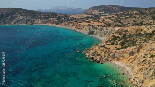 Aerial drone photo of turquoise paradise beach of Detis in Kato Koufonisi island, Small Cyclades, Greece © aerial-drone