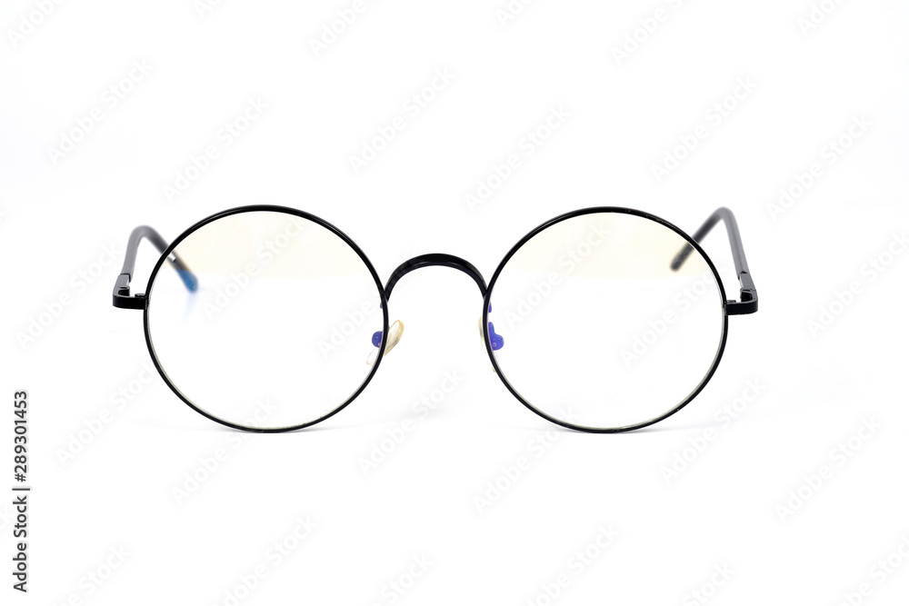 Eyeglasses in round frame on white background. Eyeglasses in round frame on white background.