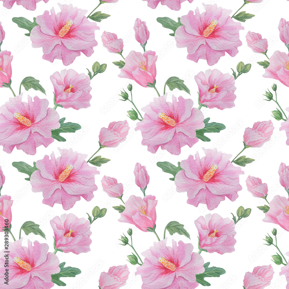 Seamless pattern of pink flowers on a branch. Seamless pattern of pink flowers on a branch.
