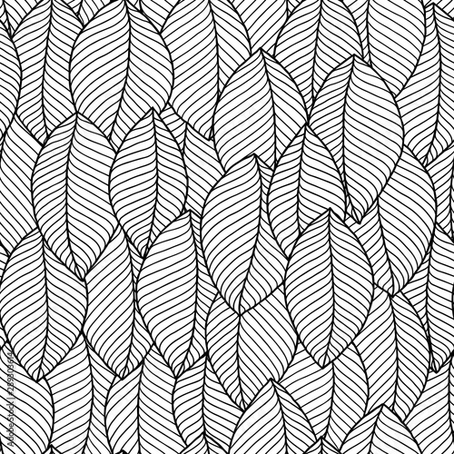 Graphic leaves seamless pattern.