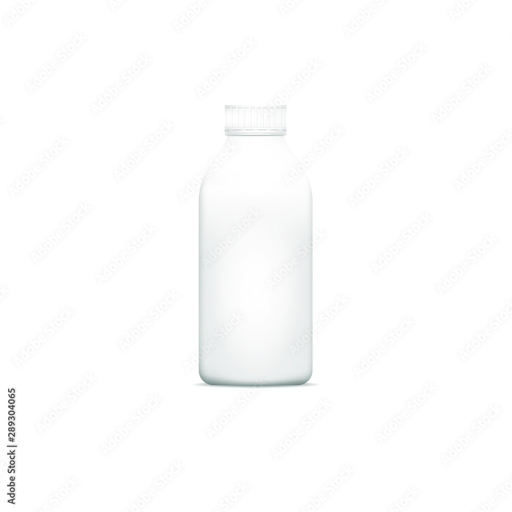 White plastic bottle mockup isolated on white background, vector illustration White plastic bottle mockup isolated on white background, vector illustration