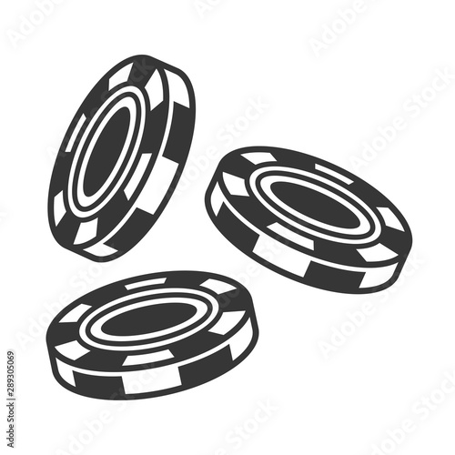 Falling Casino Chips on White Background. Vector