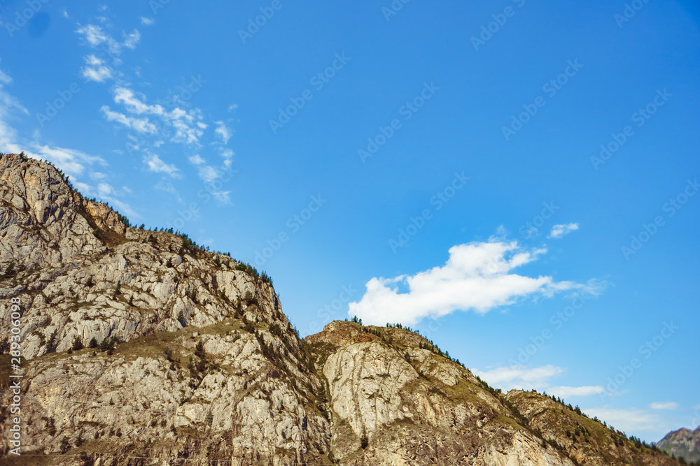 Beautiful mountainscape scenery blue sky