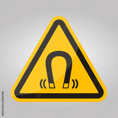 Beware Magnetic Field Symbol Sign Isolate On White Background,Vector Illustration EPS.10