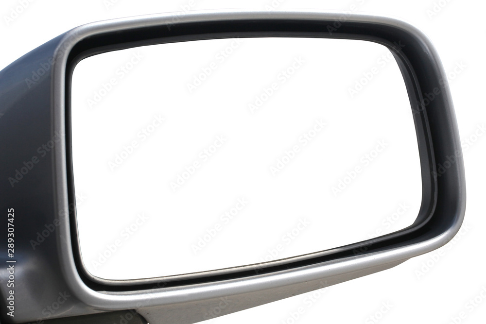 close up on a rear external car rear mirror with clipping path close up on a rear external car rear mirror with clipping path
