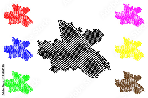 Hradec Kralove Region (Bohemian lands, Czechia, Regions of the Czech Republic) map vector illustration, scribble sketch Hradec Králové map