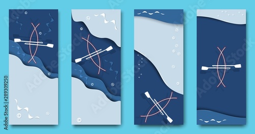 Banners with silhouettes of boats vector image