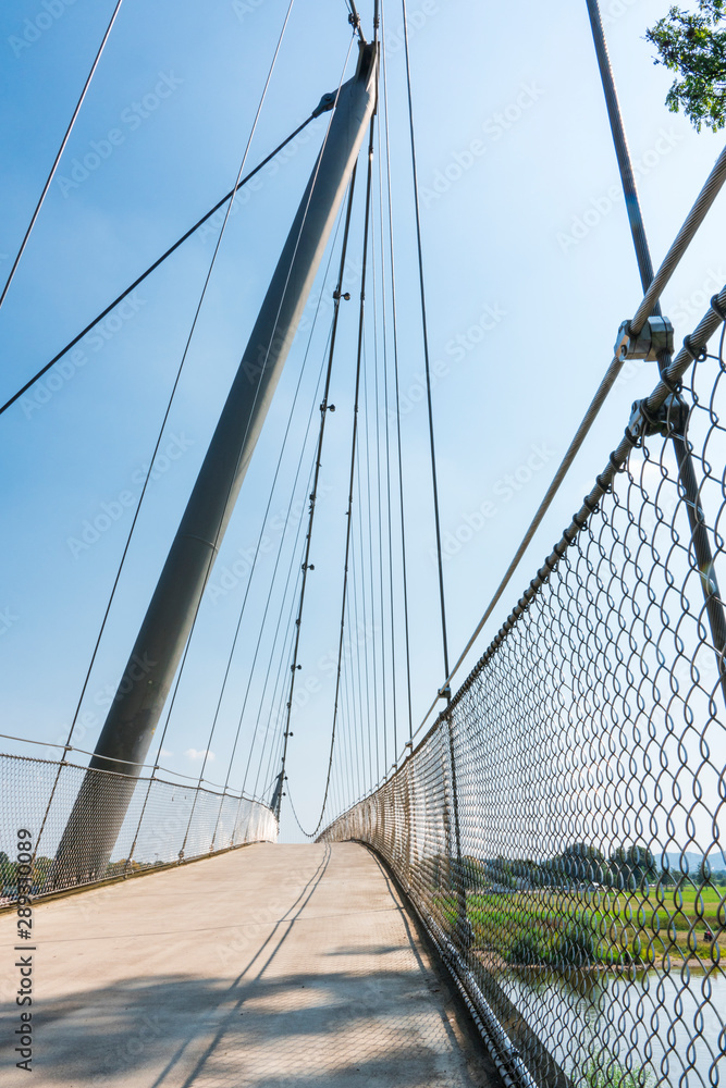 Fototapeta premium Glacis Brigde over river Weser in Minden, Germany