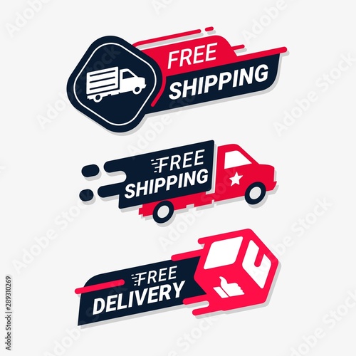 Free shipping delivery service logo badge. Fast time delivery order . Quick shipping delivery icon