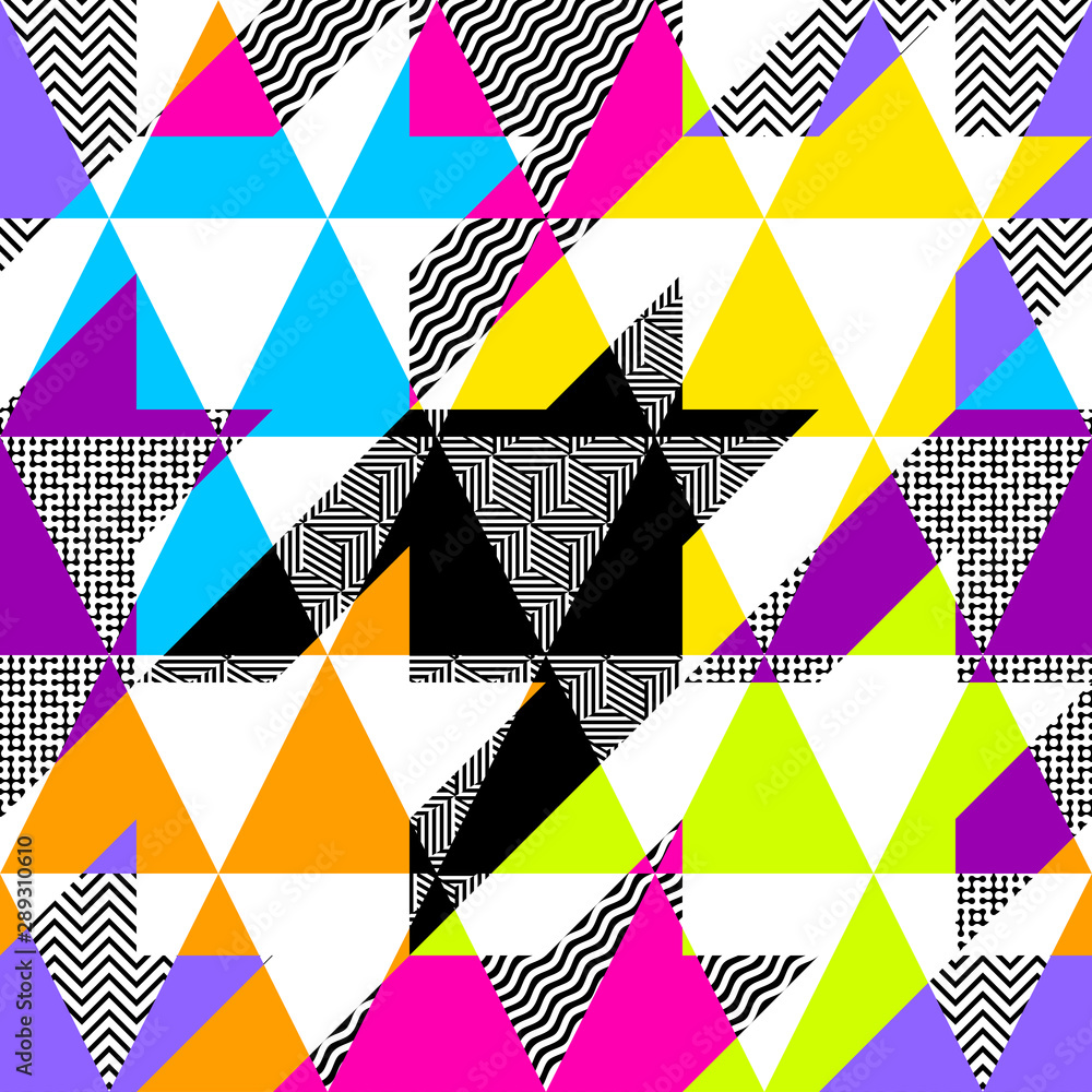 Fototapeta premium Seamless pattern. Pattern of triangles in geometric collage style. Vector image.