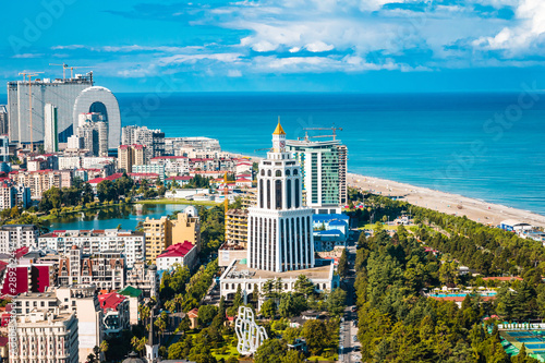 Panoramic view of the beautiful growing city of Batumi in the Caucasus in Georgia photo