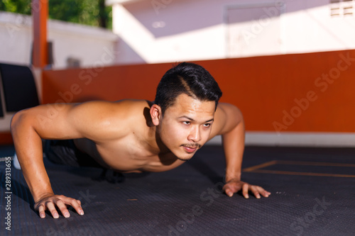 Man try to push up exercise for chest workout.