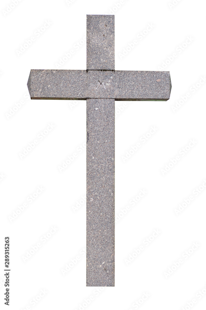 Stone cross as a symbol of Christianity. isolated on a white background.
