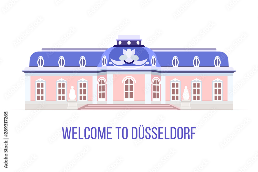 Welcome to Dusseldorf - vector illustration Benrath Palace icon